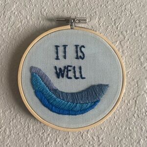 New Hand Embroidery Christian Finished Hoop Art Original Design It Is Well